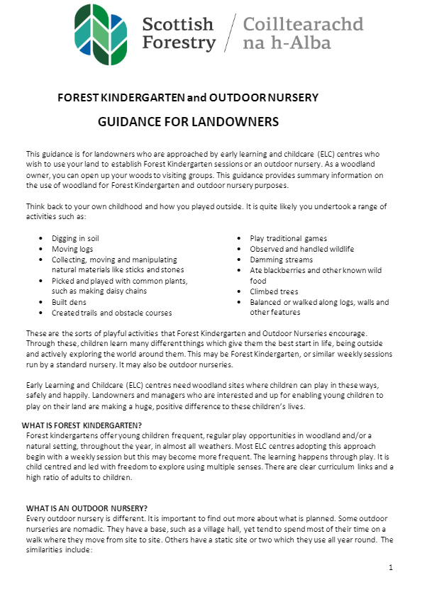 Forest Kindergarten and Outdoor Nursery Guidance for Landowners