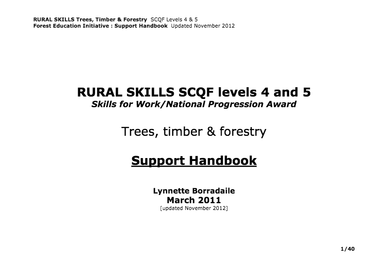 Rural Skills [SCQF Level 4&5] Support Handbook: Trees, Timber & Forestry