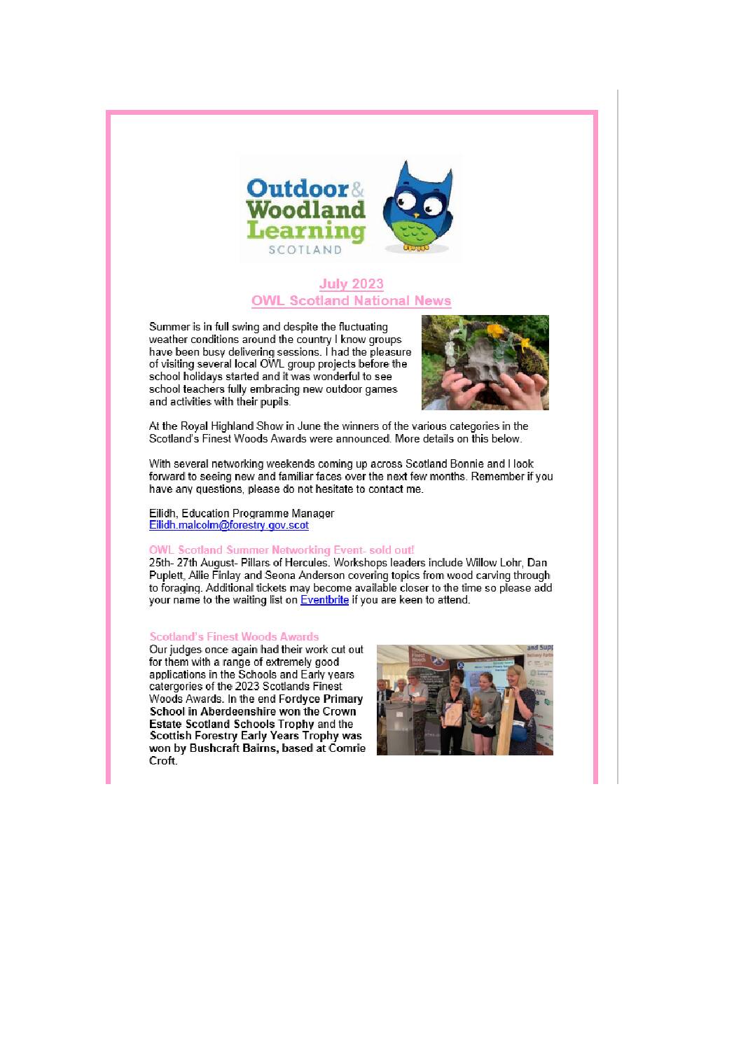 OWL Scotland July 2023 Bulletin